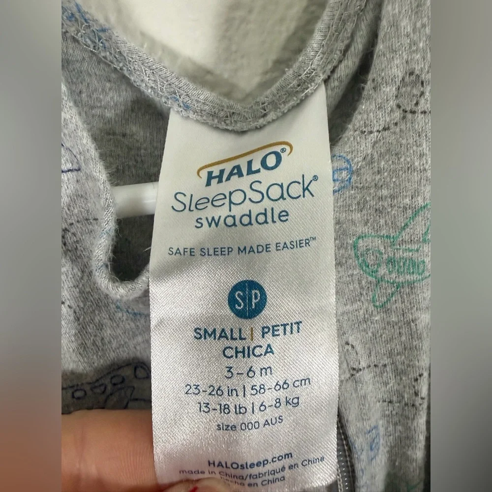 Halo Grey Sleep Sack with Blue and Green Airplane Print